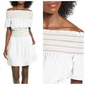 NWT Rachel Antonoff Off-The-Shoulder Logan Dress in Ivory Stripes Size Large